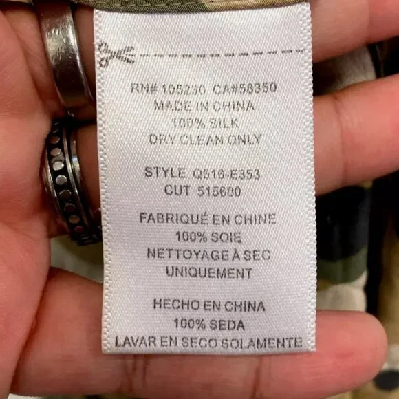 Equipment Femme 100% Silk Shirt Dress Remy Utility Pockets Camo Camouflage Small - Picture 11 of 11